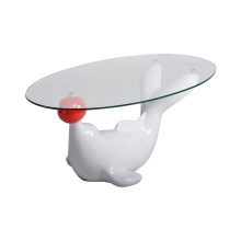 Modern Fiberglass Hotel Coffee Dolphin Glass Table